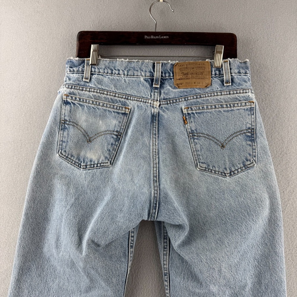 Vintage Levis Jeans Mens 34x34 (Fits 31x33) 505 Straight 90s 1995 - Picture 10 of 16